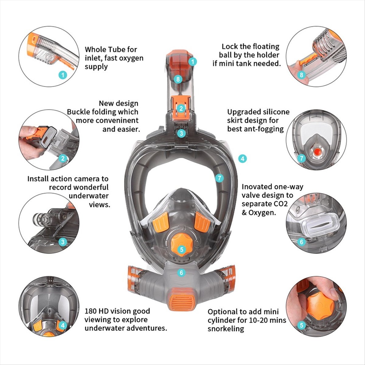 L79A Snorkel Mask Man Woman Sc - Snorkel Mask Full Face ulasan dan harga