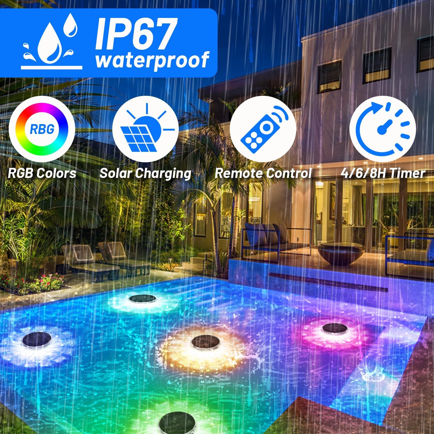 Pool Lights,Solar Rechargeable - Pool Light Solar Rechargeable ulasan dan harga