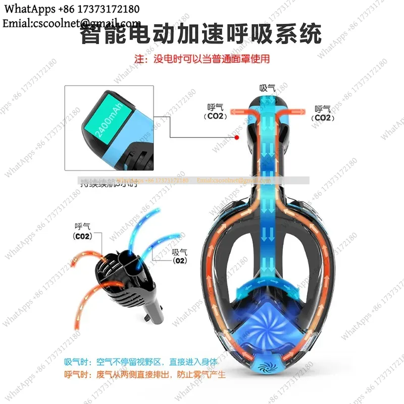 JS02 Electric Snorkeling Mask  - Snorkel Mask Full Face ulasan dan harga