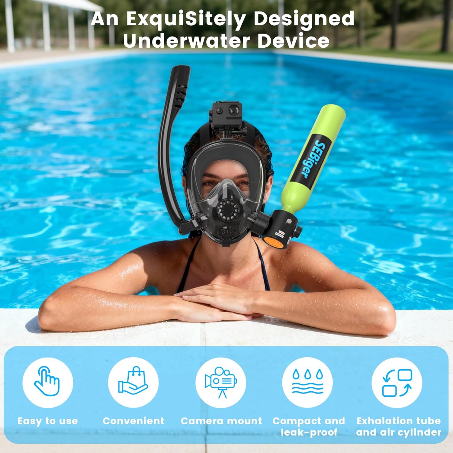 Mini Scuba Tank 0.5L with Full - Snorkel Mask Full Face ulasan dan harga