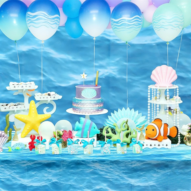 Blue Ocean Wave Pattern Dispos - Pool Cover Waterproof ulasan dan harga